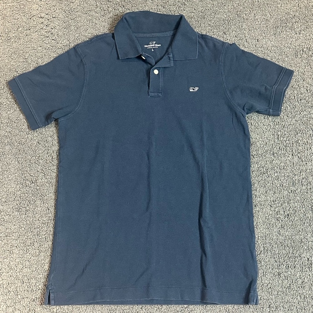 Vineyard Vines Boys Size Large Navy Blue Short Sleeve Pique Polo Shirt